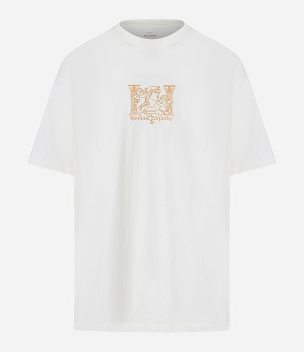 Camiseta Relaxed em Algodão com Estampa de Estátua com Anjinhos