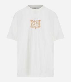 Camiseta Relaxed em Algodão com Estampa de Estátua com Anjinhos