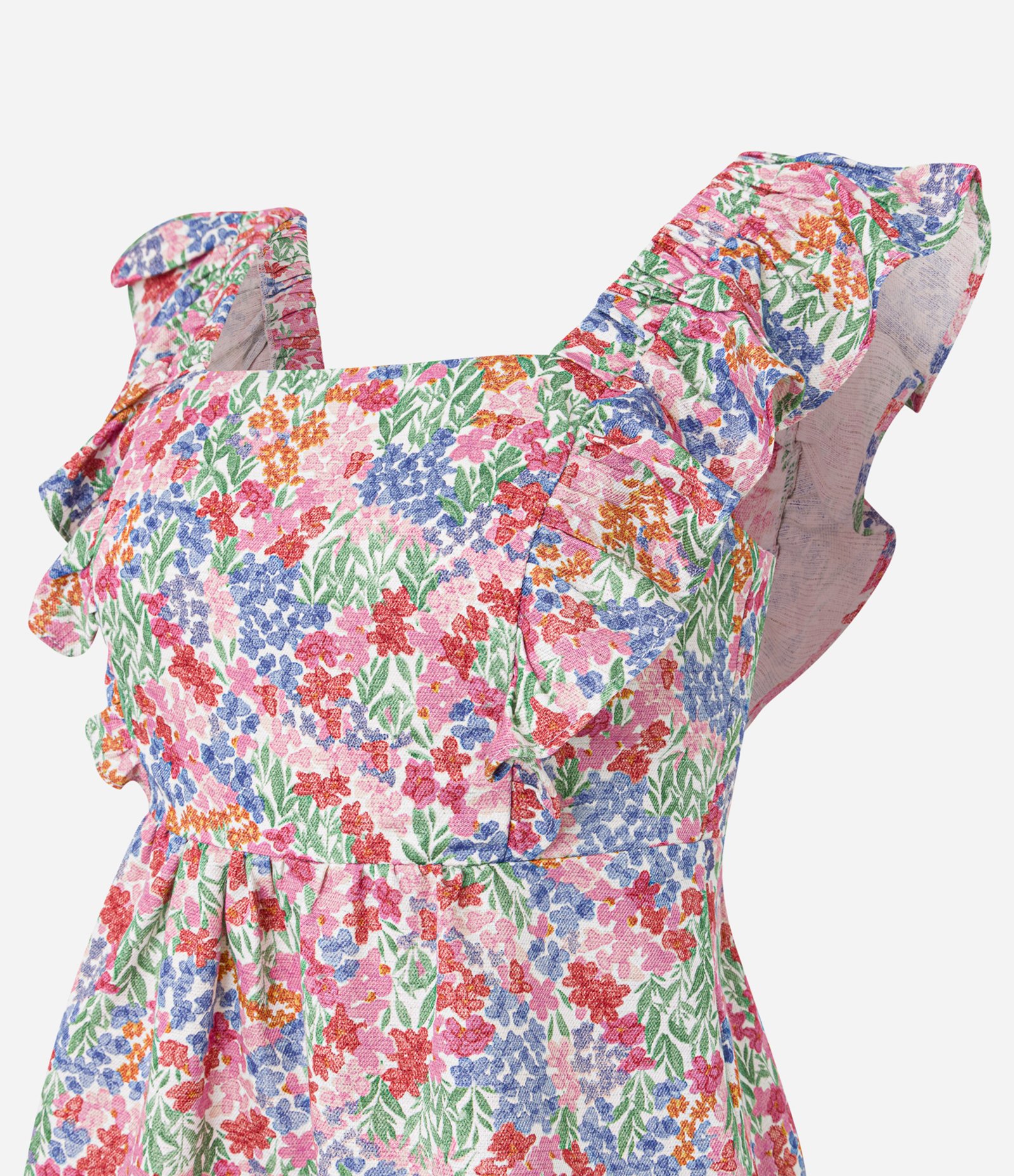 Blusa em Viscolinho com Babado e Estampa Floral Liberty Rosa/Vermelho/Laranja/Verde/Azul 6