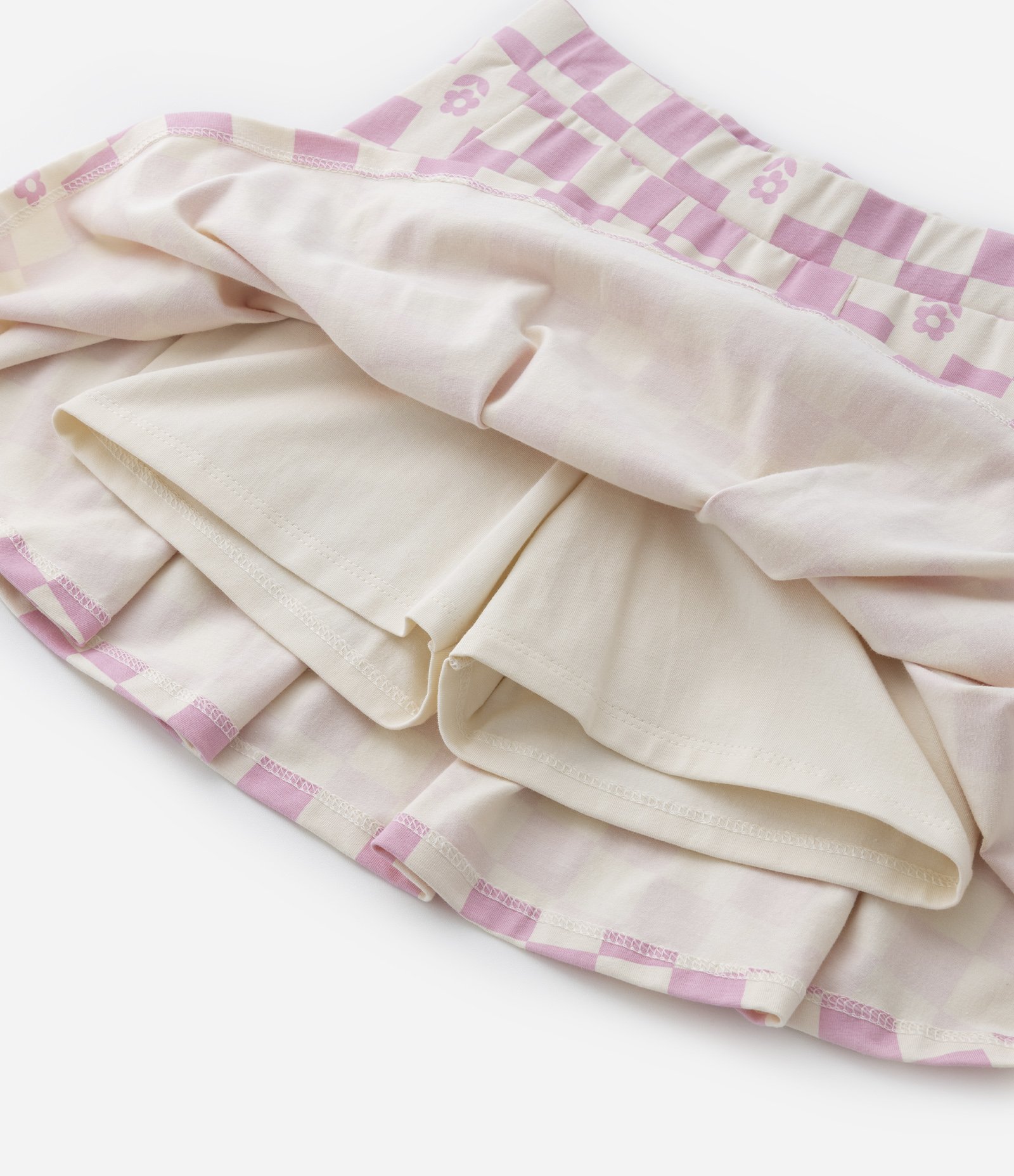 Short Saia com Pregas e Estampa Xadrez - Tam 5 a 14 Anos Rosa/Bege 4