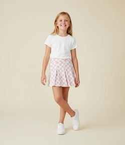 Short Saia com Pregas e Estampa Xadrez - Tam 5 a 14 Anos
