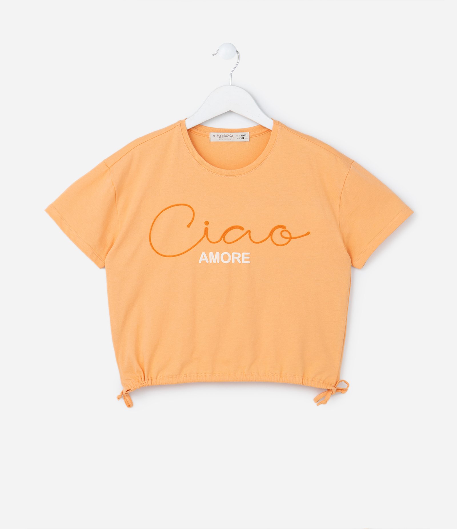 Blusa Curta Infantil com Bordado Ciao - Tam 5 a 14 Anos Laranja 1