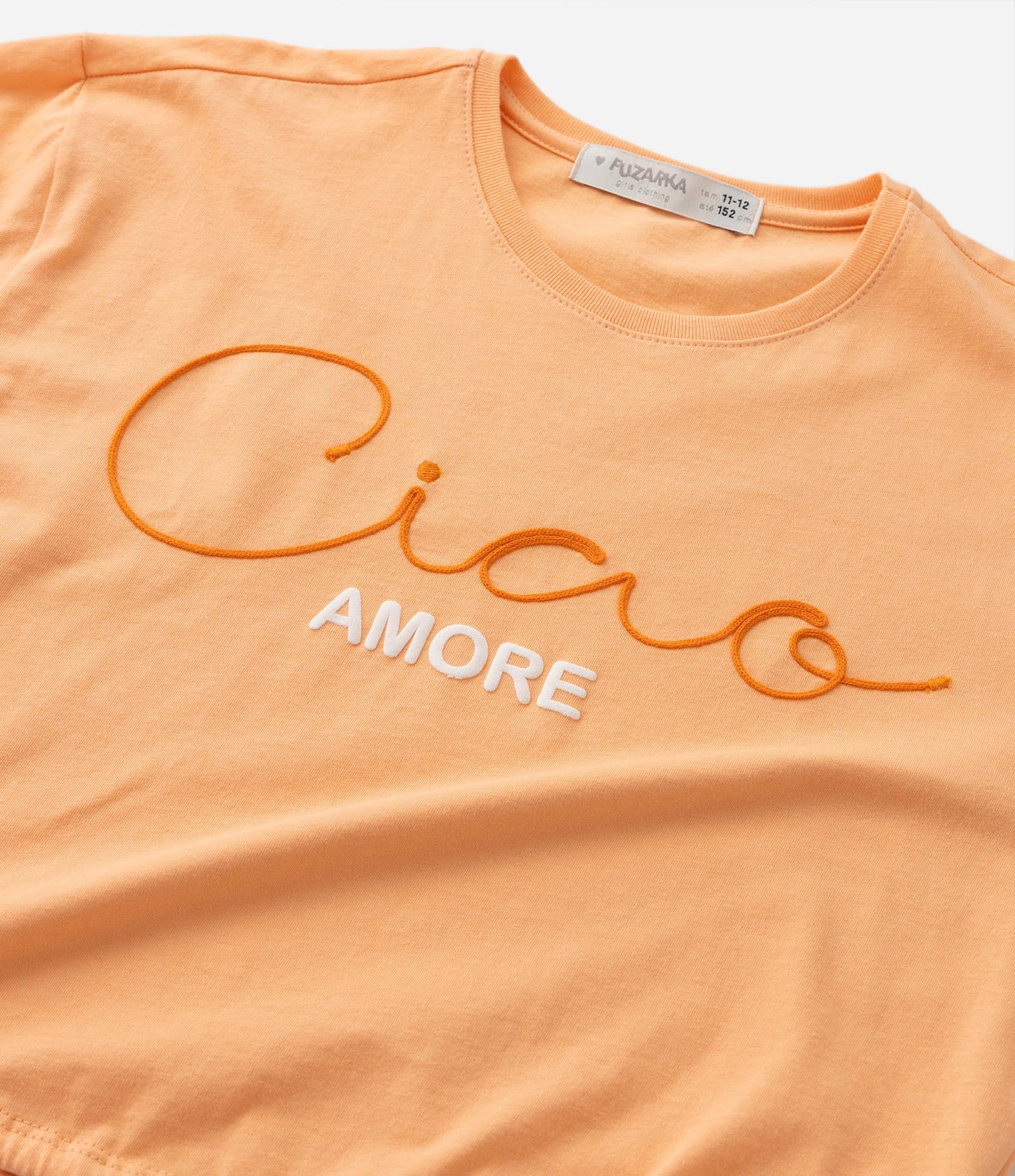 Blusa Curta Infantil com Bordado Ciao - Tam 5 a 14 Anos Laranja 5