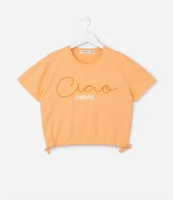 Blusa Curta Infantil com Bordado Ciao - Tam 5 a 14 Anos