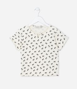 Blusa Infantil Canelada com Estampa Lacinhos - Tam 5 a 14 Anos