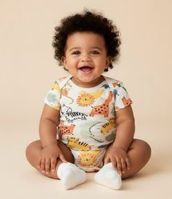 Body Infantil em Algodão com Estampa Bichinhos na Floresta - Tam 0 a 18 meses