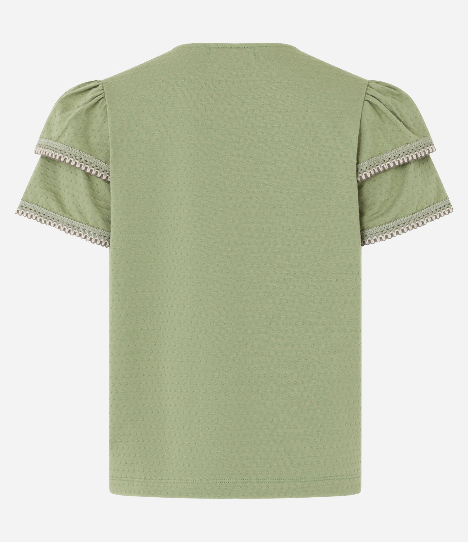 Blusa em Algodão com Babado na Manga e Detalhe Efeito Crochê Verde 6