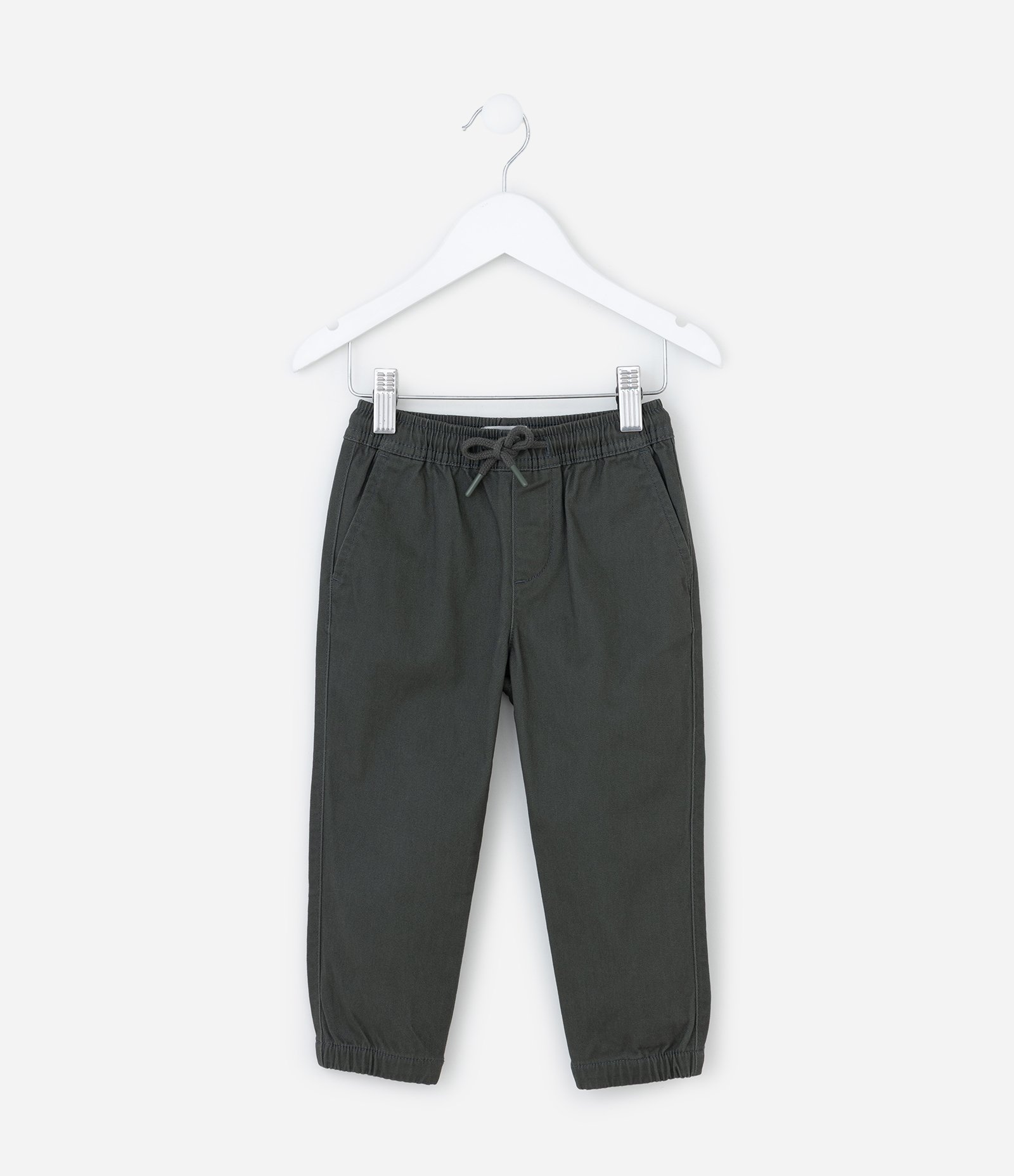 Calça Jogger Infantil em Sarja com Amarração - Tam 5 a 14 Anos Verde 1