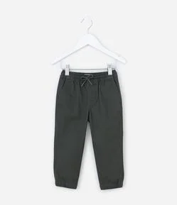 Calça Jogger Infantil em Sarja com Amarração - Tam 5 a 14 Anos