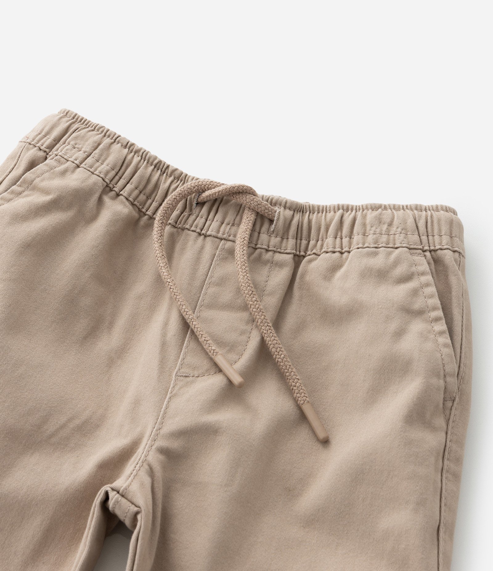 Calça Jogger Infantil em Sarja com Amarração - Tam 5 a 14 Anos Bege 8