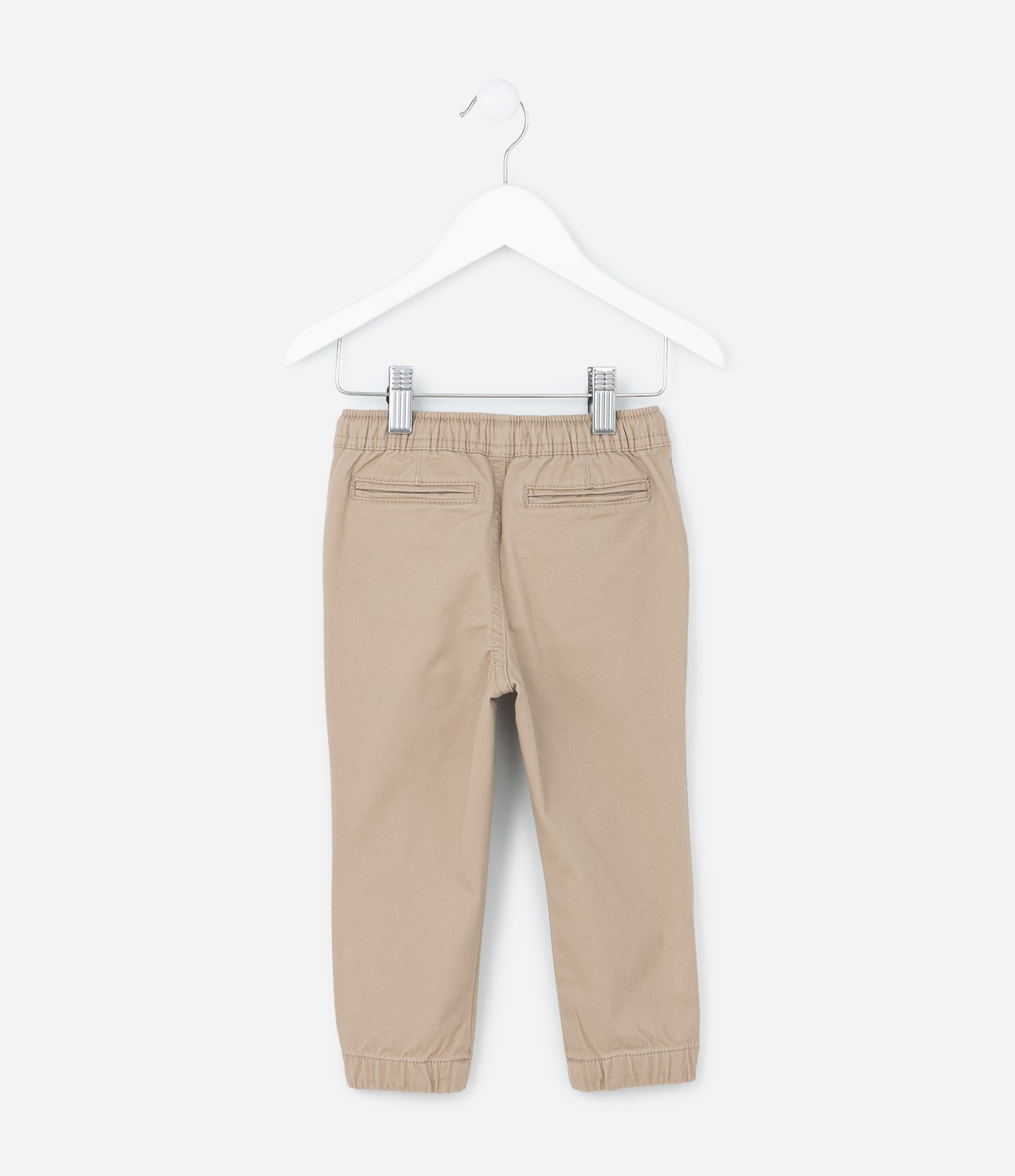 Calça Jogger Infantil em Sarja com Amarração - Tam 5 a 14 Anos Bege 2