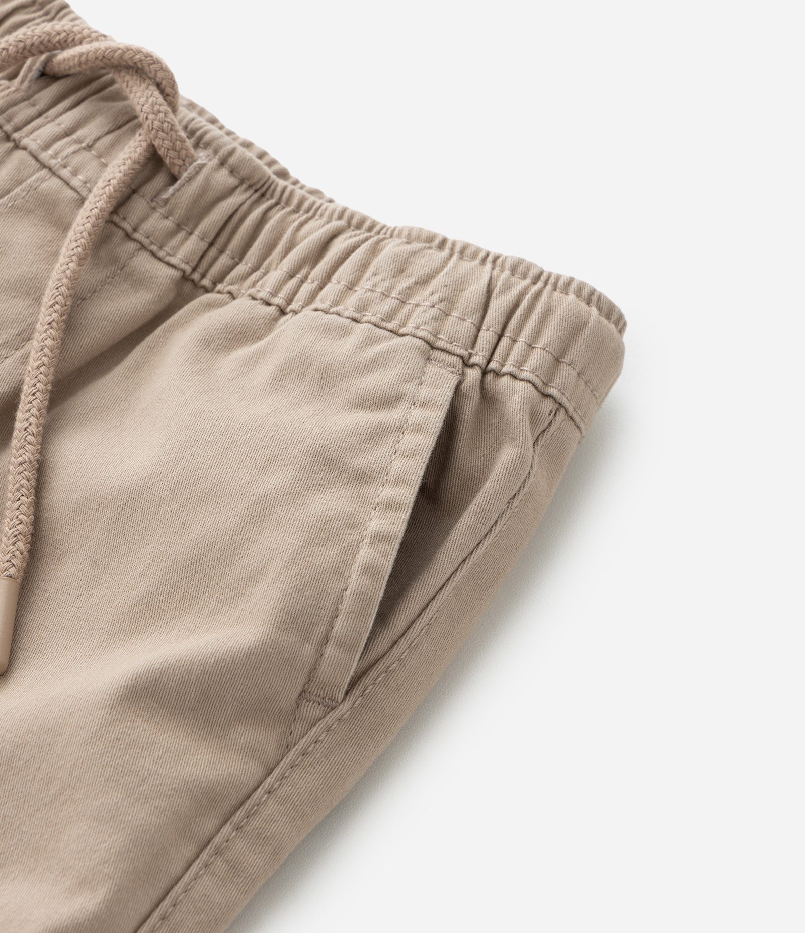 Calça Jogger Infantil em Sarja com Amarração - Tam 5 a 14 Anos Bege 5