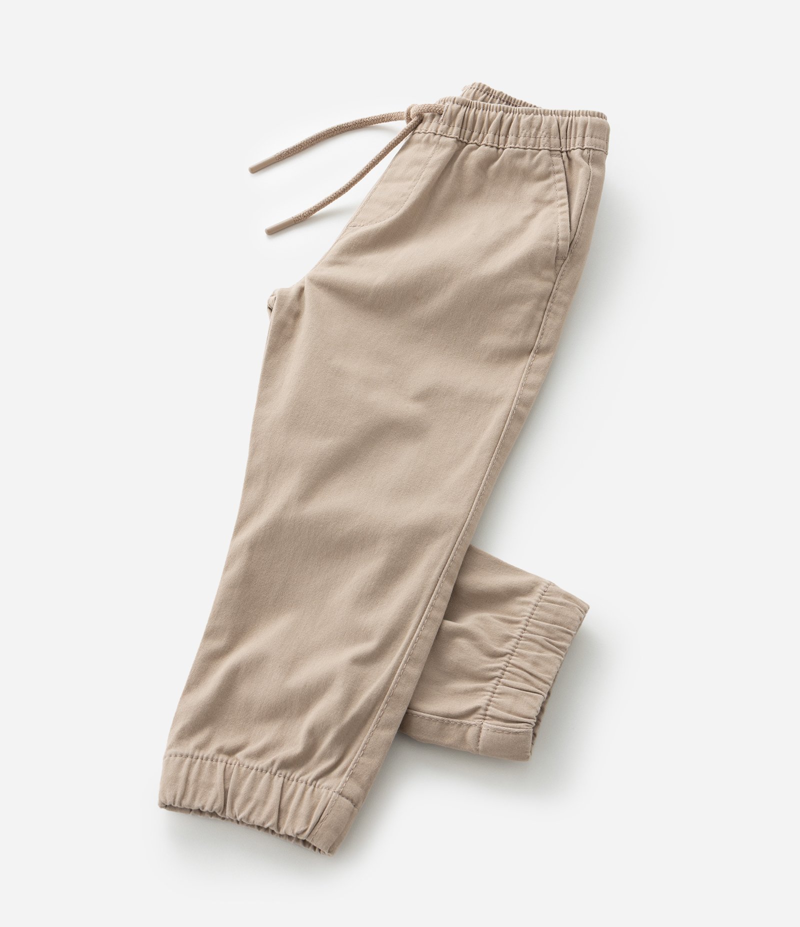 Calça Jogger Infantil em Sarja com Amarração - Tam 5 a 14 Anos Bege 6