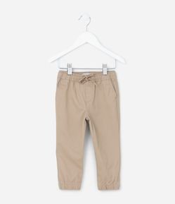 Calça Jogger Infantil em Sarja com Amarração - Tam 5 a 14 Anos