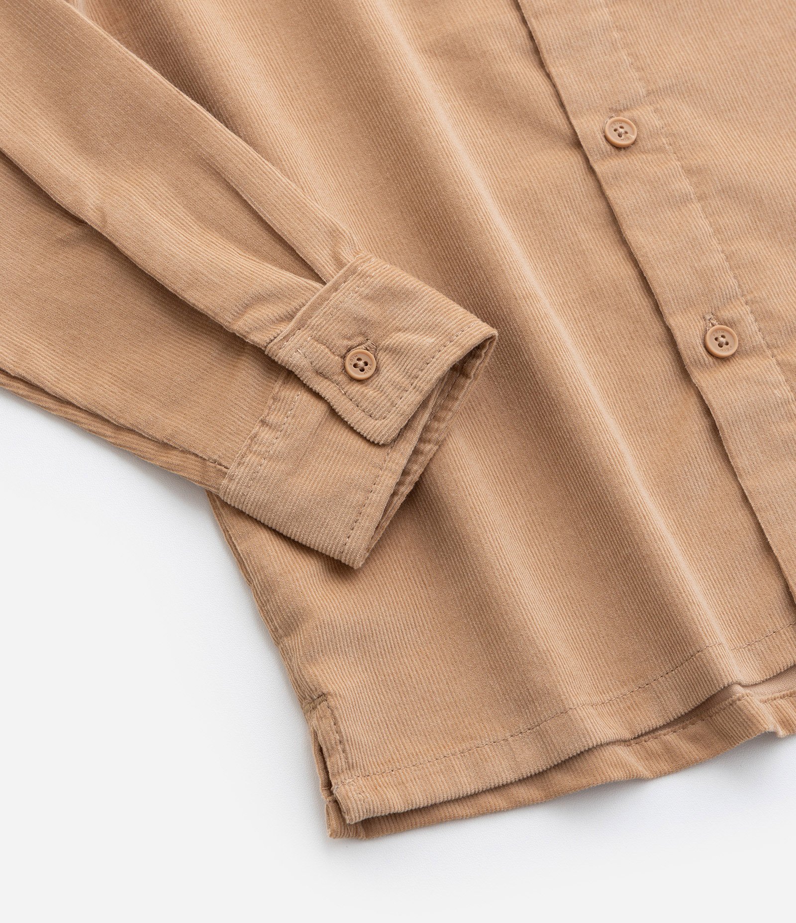 Camisa Infantil em Veludo Cotelê com Bolsinho - Tam 1 a 6 anos Bege 6