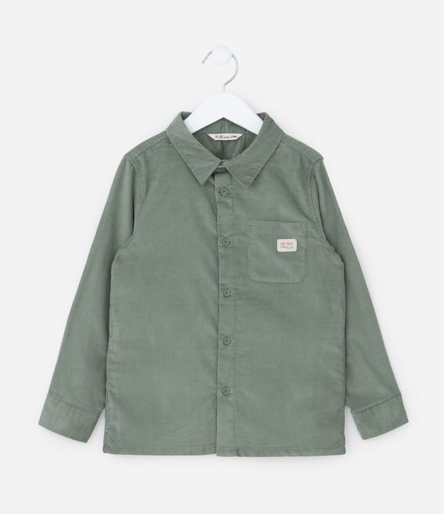 Camisa Infantil em Veludo Cotelê com Bolsinho - Tam 1 a 6 anos