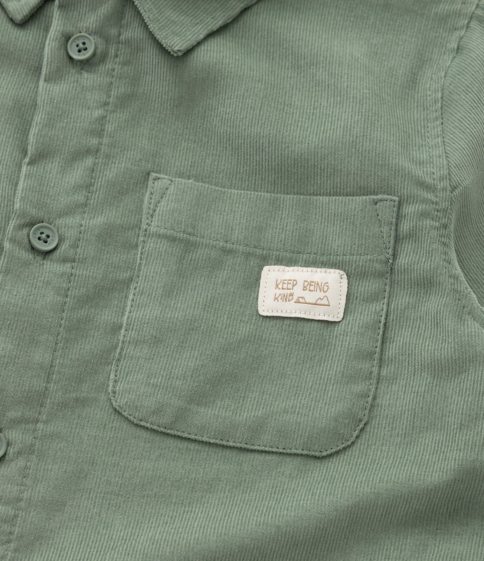 Camisa Infantil em Veludo Cotelê com Bolsinho - Tam 1 a 6 anos Verde 7