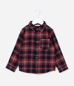 Camisa Infantil em Flanela com Estampa Xadrez - Tam 1 a 6 Anos