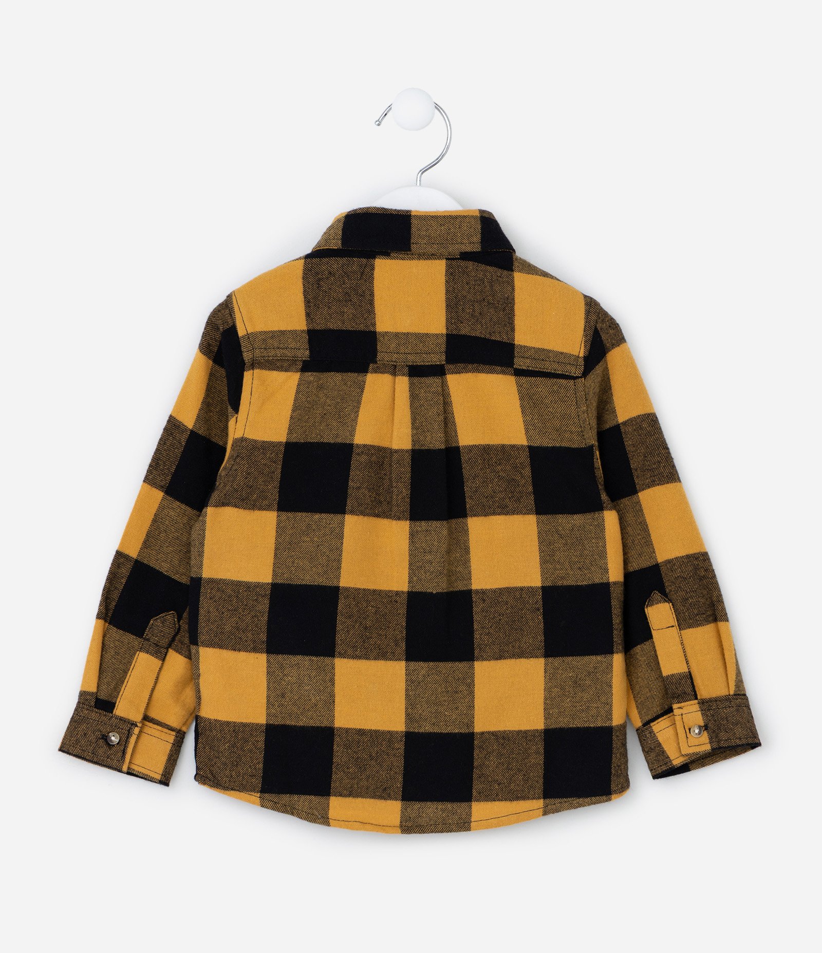 Camisa Infantil em Flanela com Estampa Xadrez - Tam 1 a 6 Anos Amarelo/Preto 2