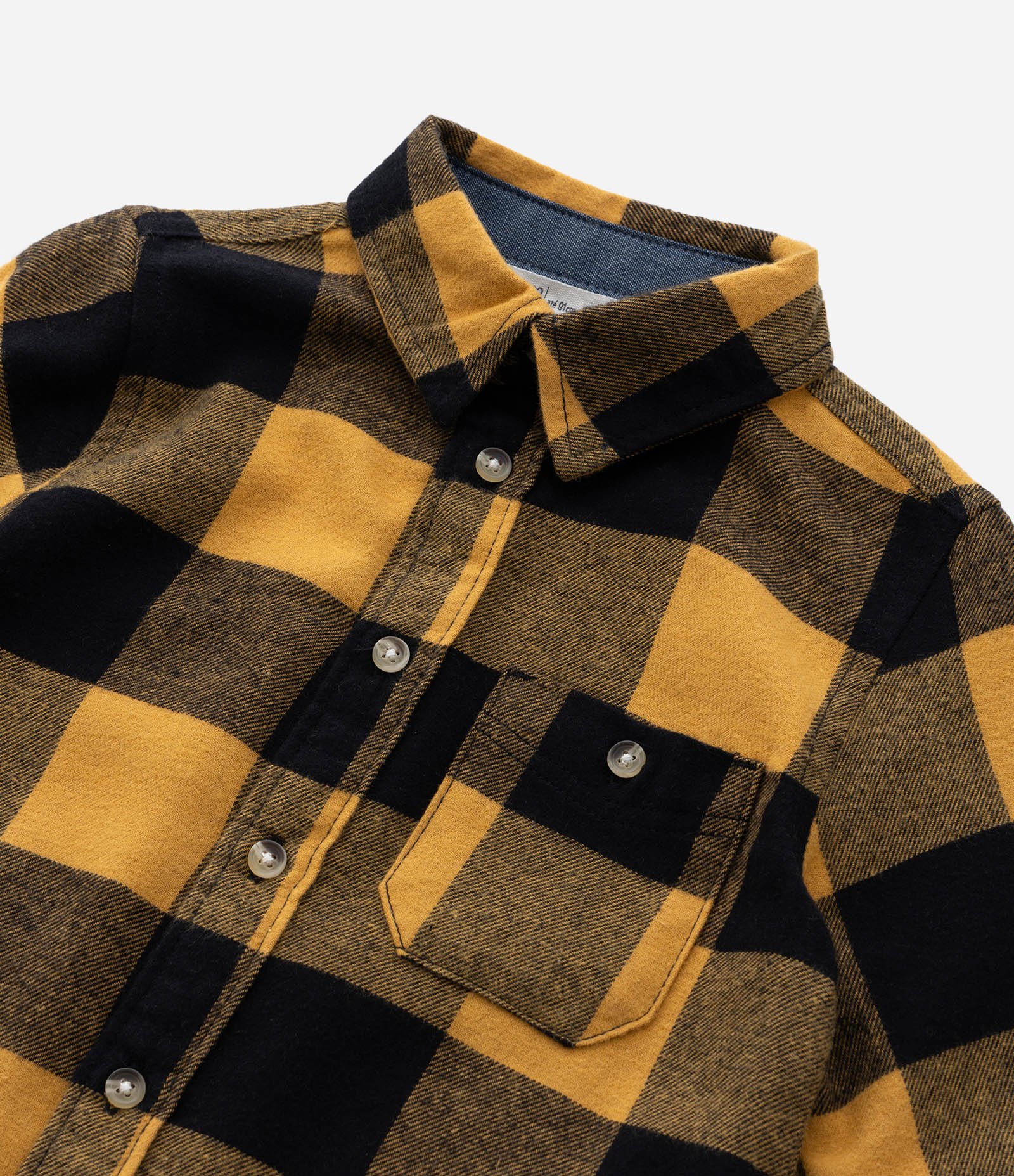 Camisa Infantil em Flanela com Estampa Xadrez - Tam 1 a 6 Anos Amarelo/Preto 6