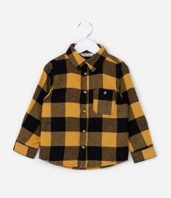 Camisa Infantil em Flanela com Estampa Xadrez - Tam 1 a 6 Anos