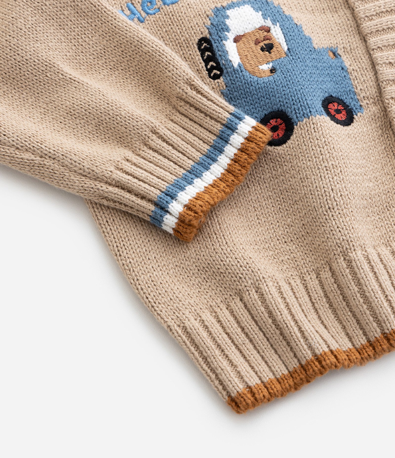Cardigan Infantil com Bordado de Carros e Bichinhos - Tam 1 a 5 Anos Bege 5