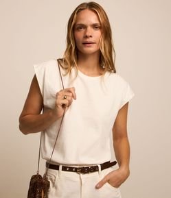 Blusa Sem Manga em Algodão com Renda no Ombro