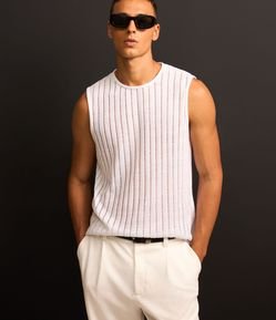 Regata em Tricô com Textura e Renda