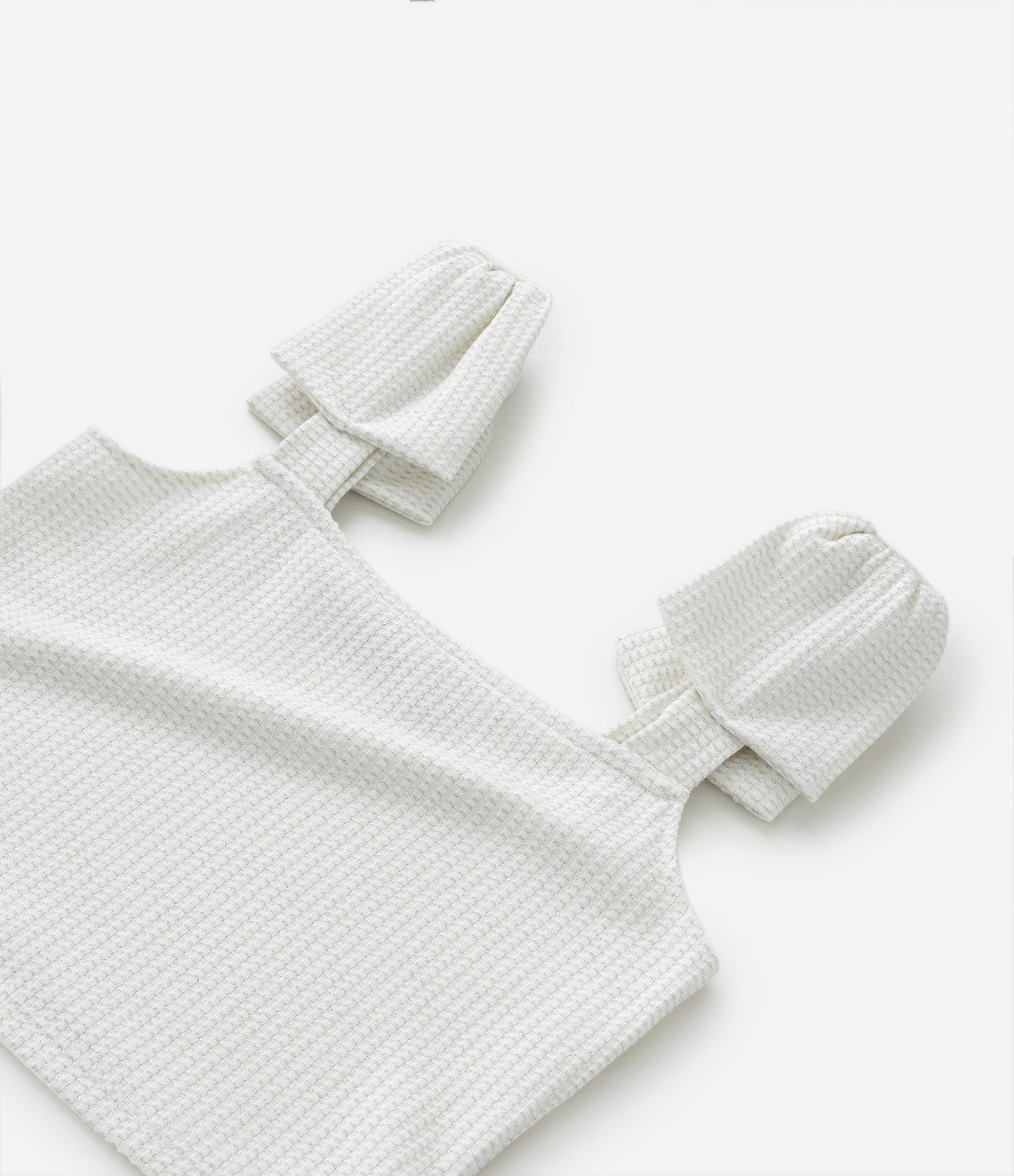 Blusa Cropped Infantil Texturizada com Laços - Tam 5 a 14 Anos Branco Neve 4