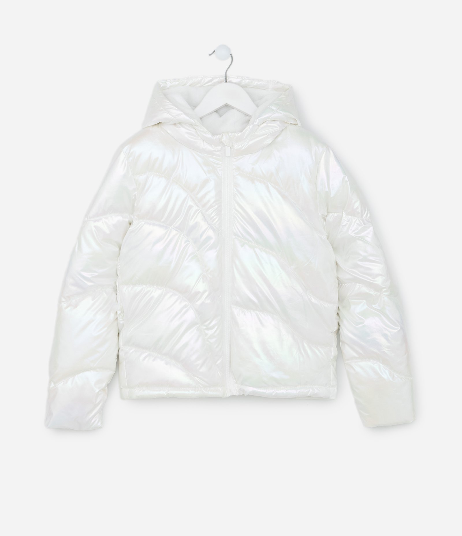 Jaqueta Puffer Infantil Holográfica - Tam 5 a 14 Anos Branco 1
