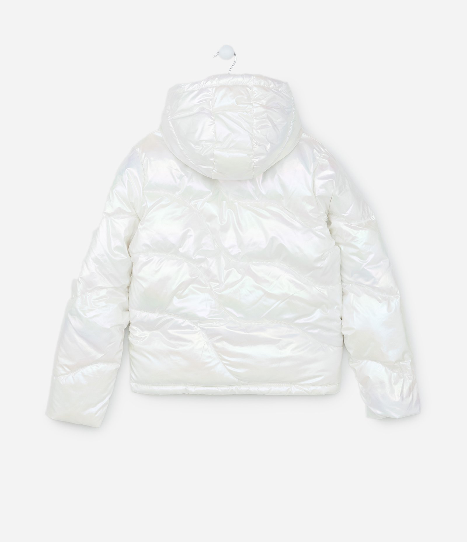Jaqueta Puffer Infantil Holográfica - Tam 5 a 14 Anos Branco 2