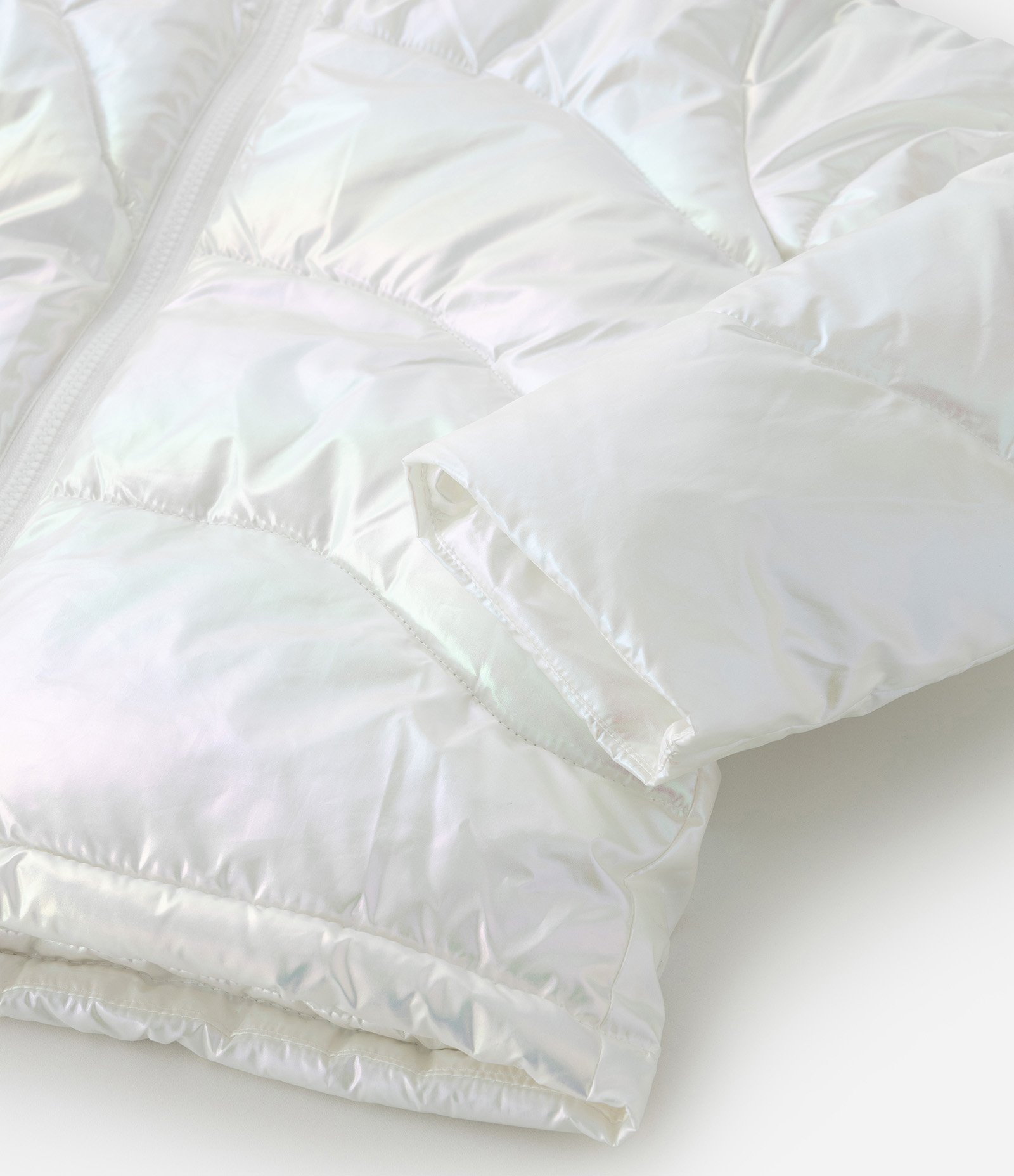 Jaqueta Puffer Infantil Holográfica - Tam 5 a 14 Anos Branco 4
