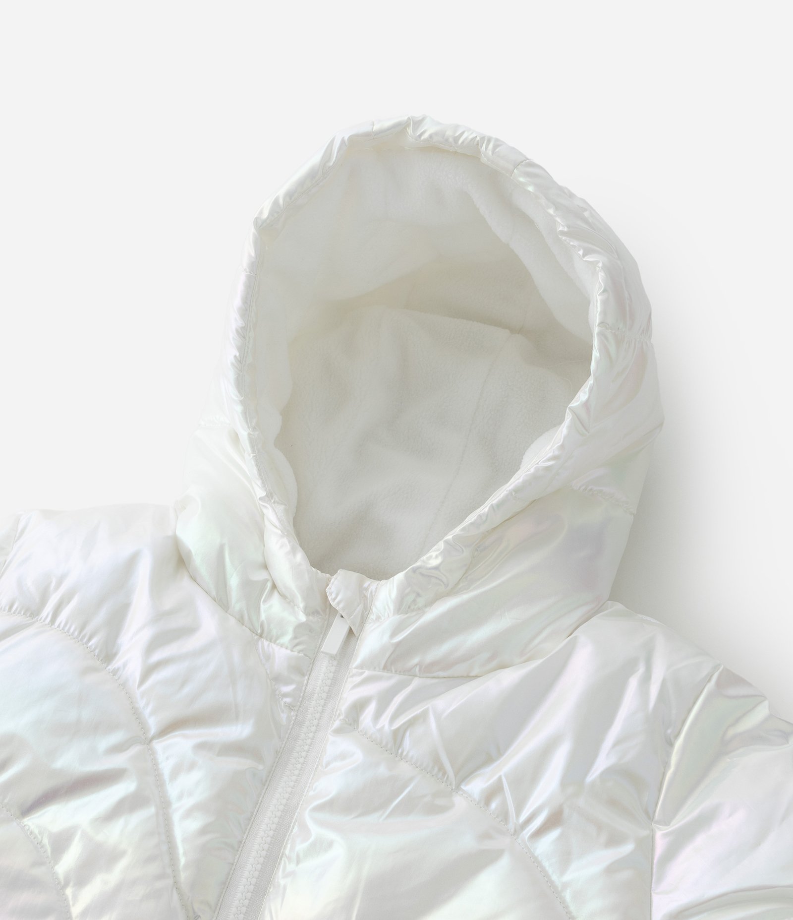 Jaqueta Puffer Infantil Holográfica - Tam 5 a 14 Anos Branco 6