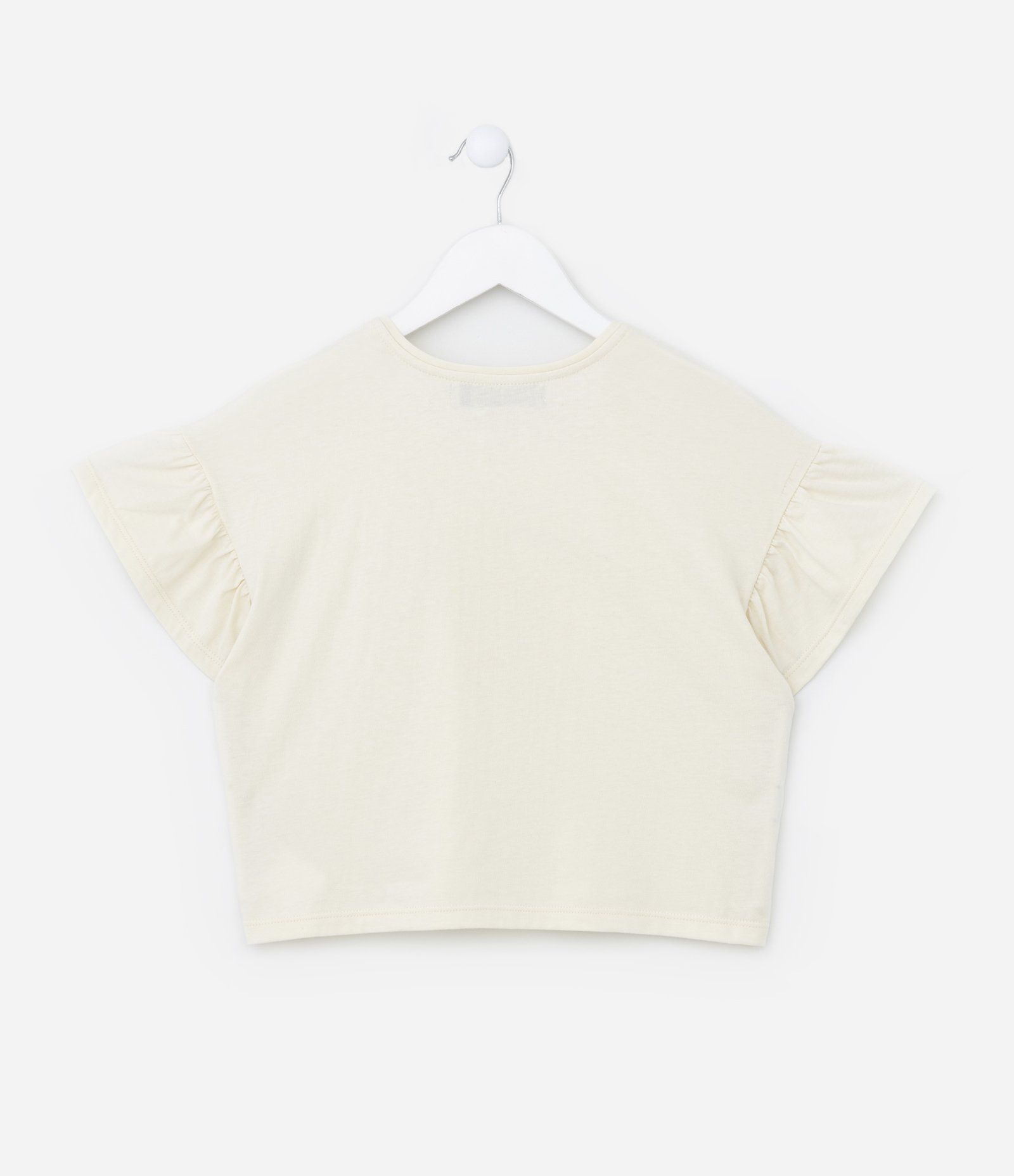 Blusa Curta Infantil com Bordado Limãozinho - Tam 5 a 14 Anos Bege 2