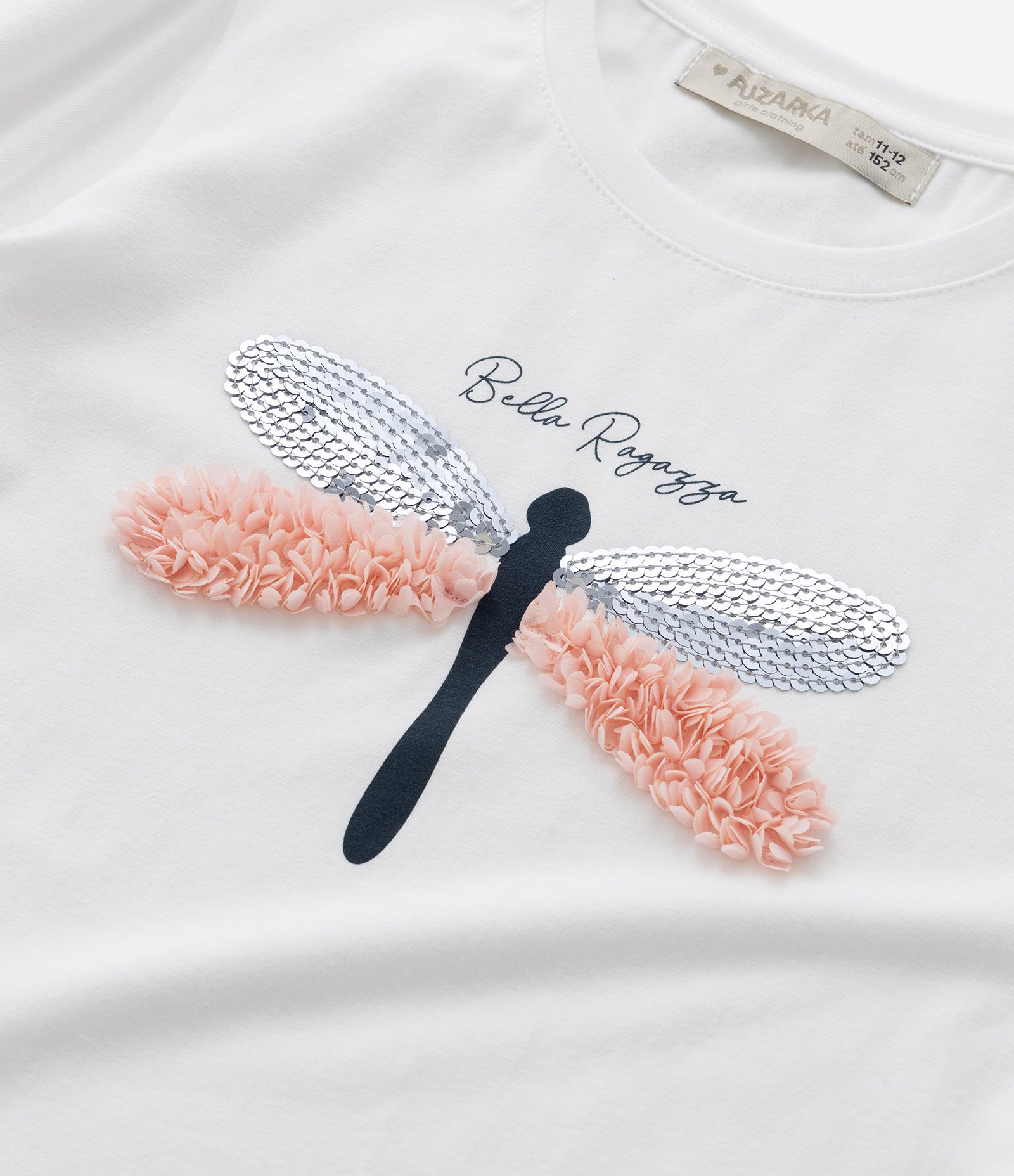Blusa Infantil com Bordado de Libélula - Tam 5 a 14 Anos Branco Neve 5