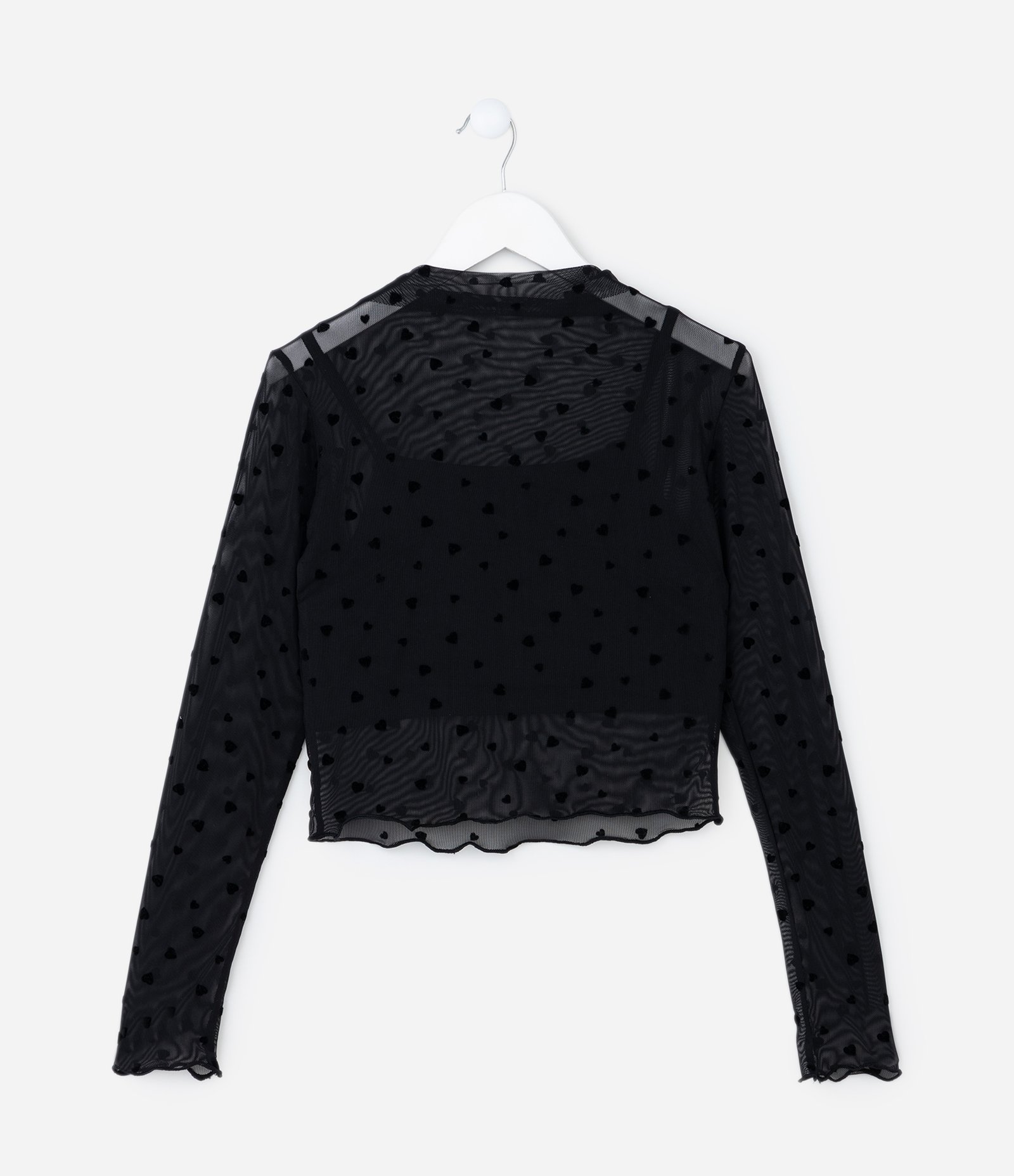 Blusa Infantil em Tule com Sobreposição - Tam 5 a 14 Anos Preto 2