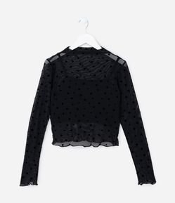 Blusa Infantil em Tule com Sobreposição - Tam 5 a 14 Anos