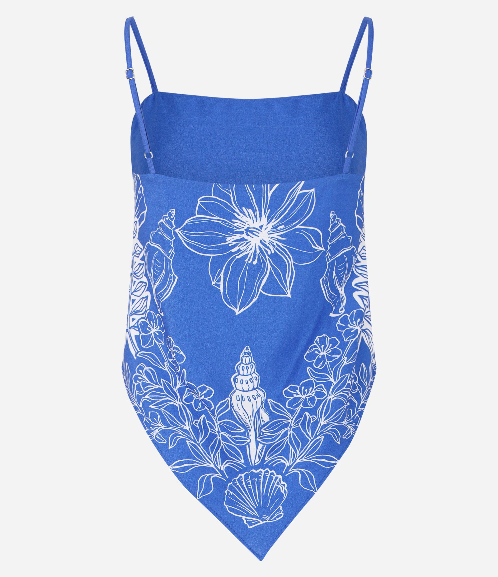 Blusa de Alça em Viscose com Barra em V e Estampa Floral Tropical Azul 6