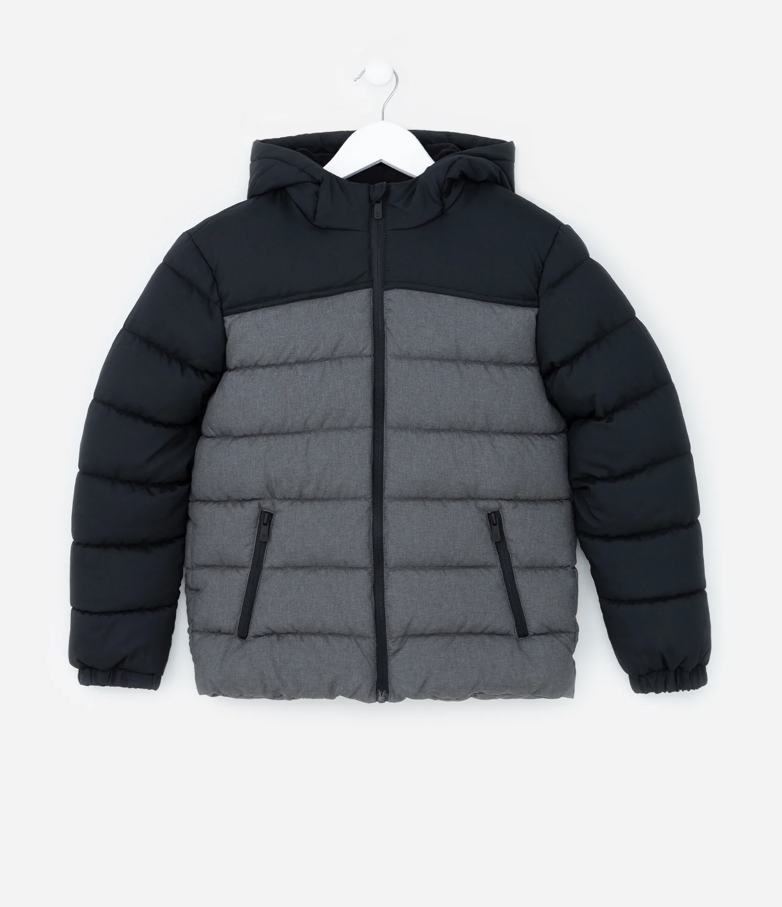 Jaqueta Infantil em Microfibra com Recortes - Tam 5 a 14 Anos Preto/Cinza 1