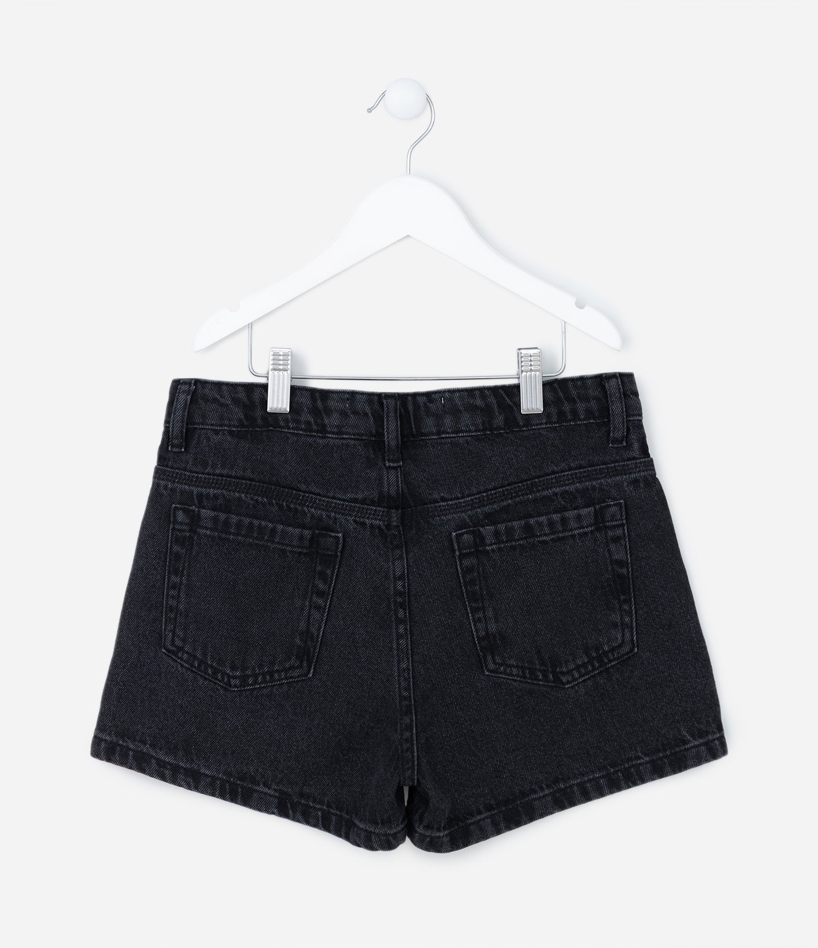 Short Cintura Alta Infantil em Jeans Aplicação de Strass - Tam 5 a 14 Anos Preto 2