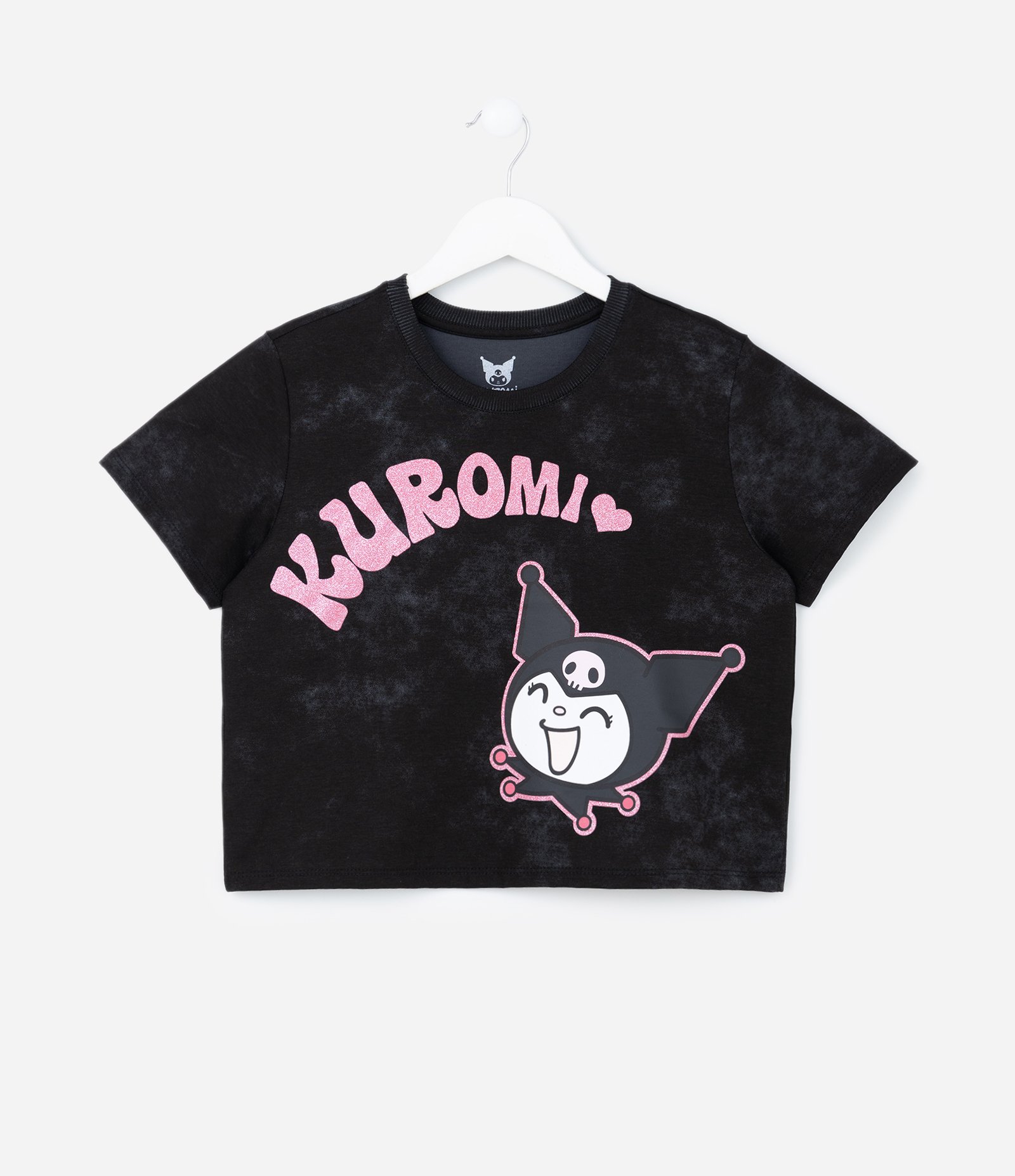 Camiseta Curta Infantil com Estampa da Kuromi - Tam 5 a 14 Anos Preto 1