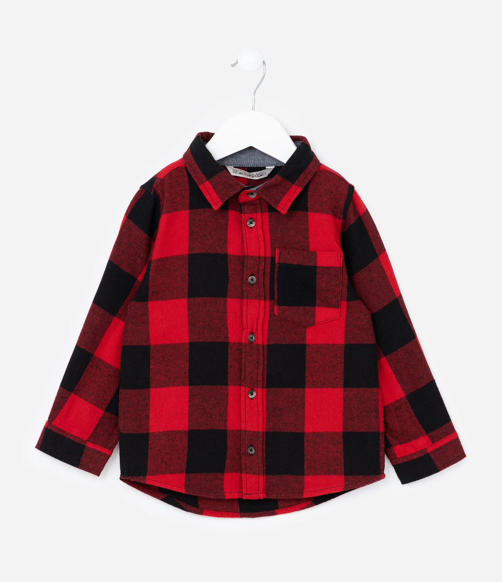 Camisa Infantil em Flanela com Estampa Xadrez - Tam 1 a 5 Anos Vermelho 1