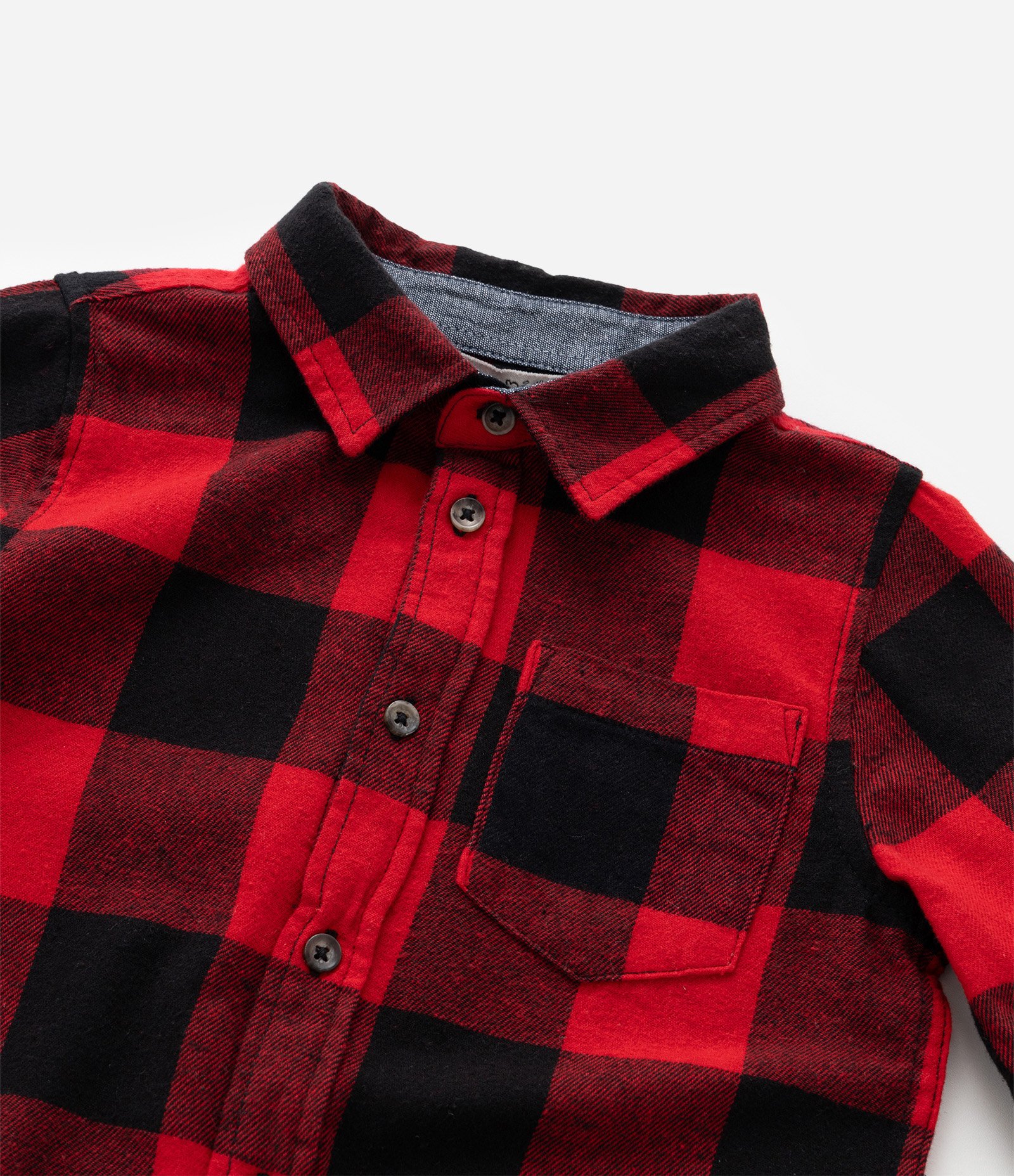 Camisa Infantil em Flanela com Estampa Xadrez - Tam 1 a 5 Anos Vermelho 6