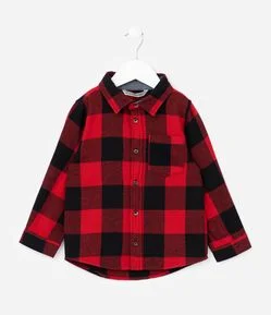 Camisa Infantil em Flanela com Estampa Xadrez - Tam 1 a 5 Anos