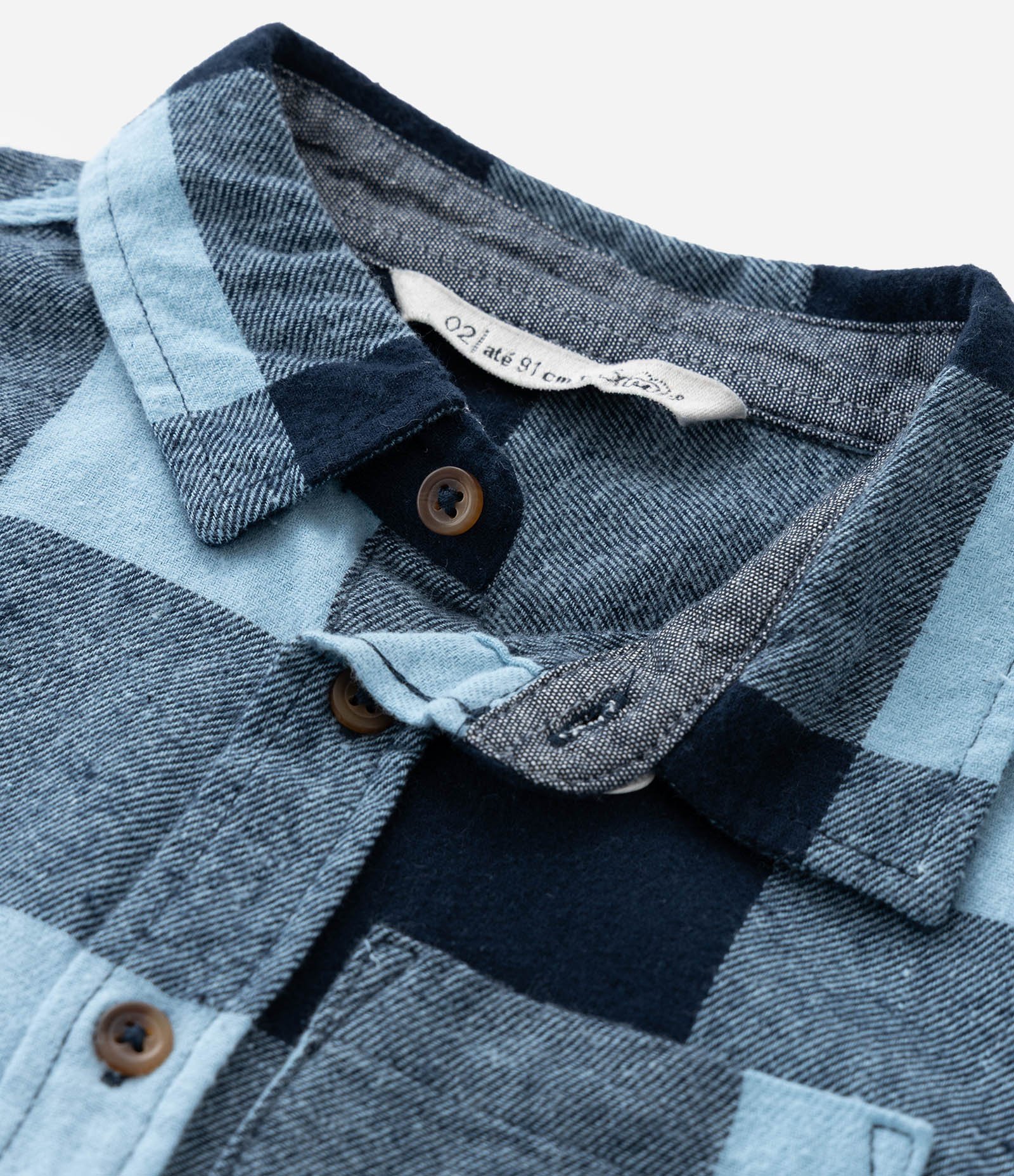 Camisa Infantil em Flanela com Estampa Xadrez - Tam 1 a 6 Anos Azul 5