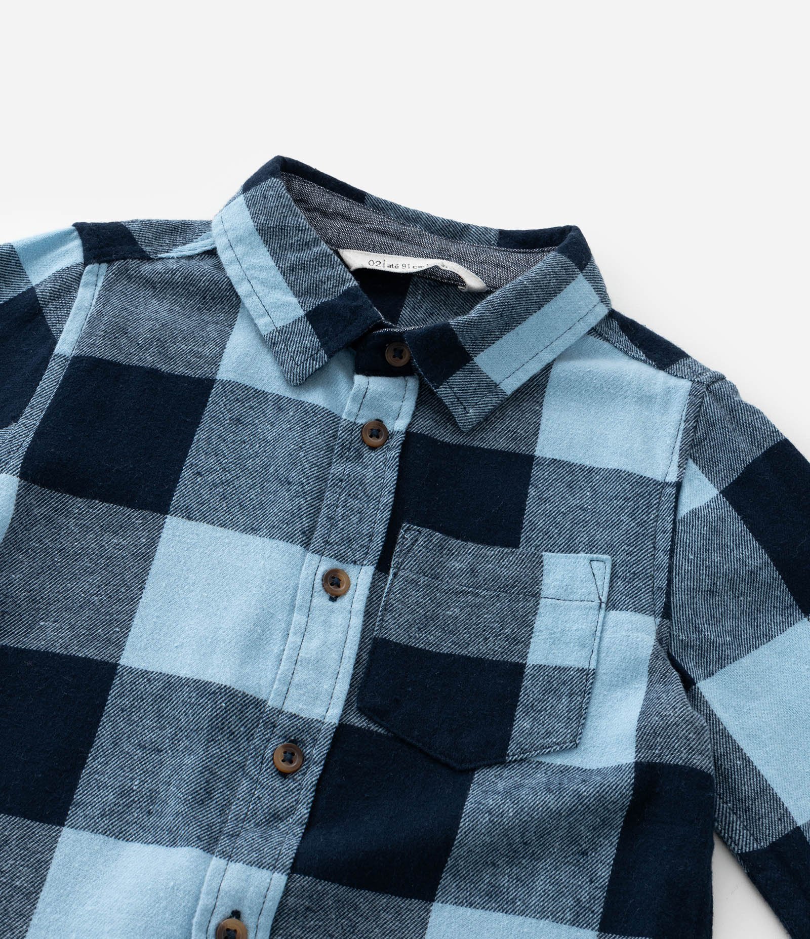 Camisa Infantil em Flanela com Estampa Xadrez - Tam 1 a 6 Anos Azul 6