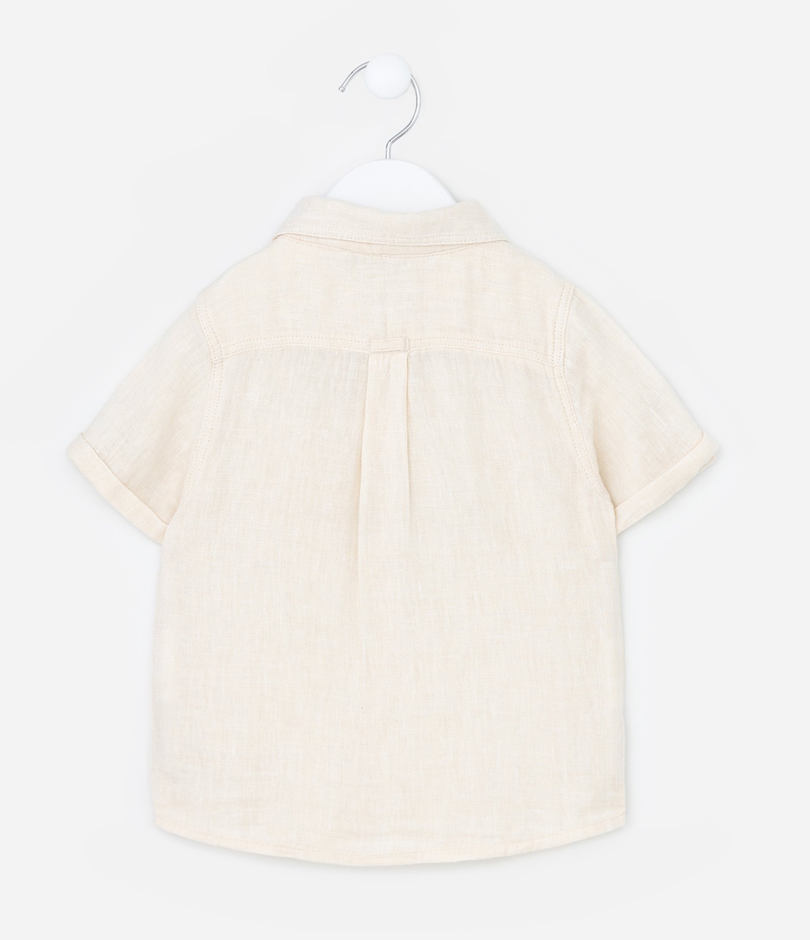 Camisa Infantil em Viscolinho com Bolsinho - Tam 1 a 4 Anos Bege 2
