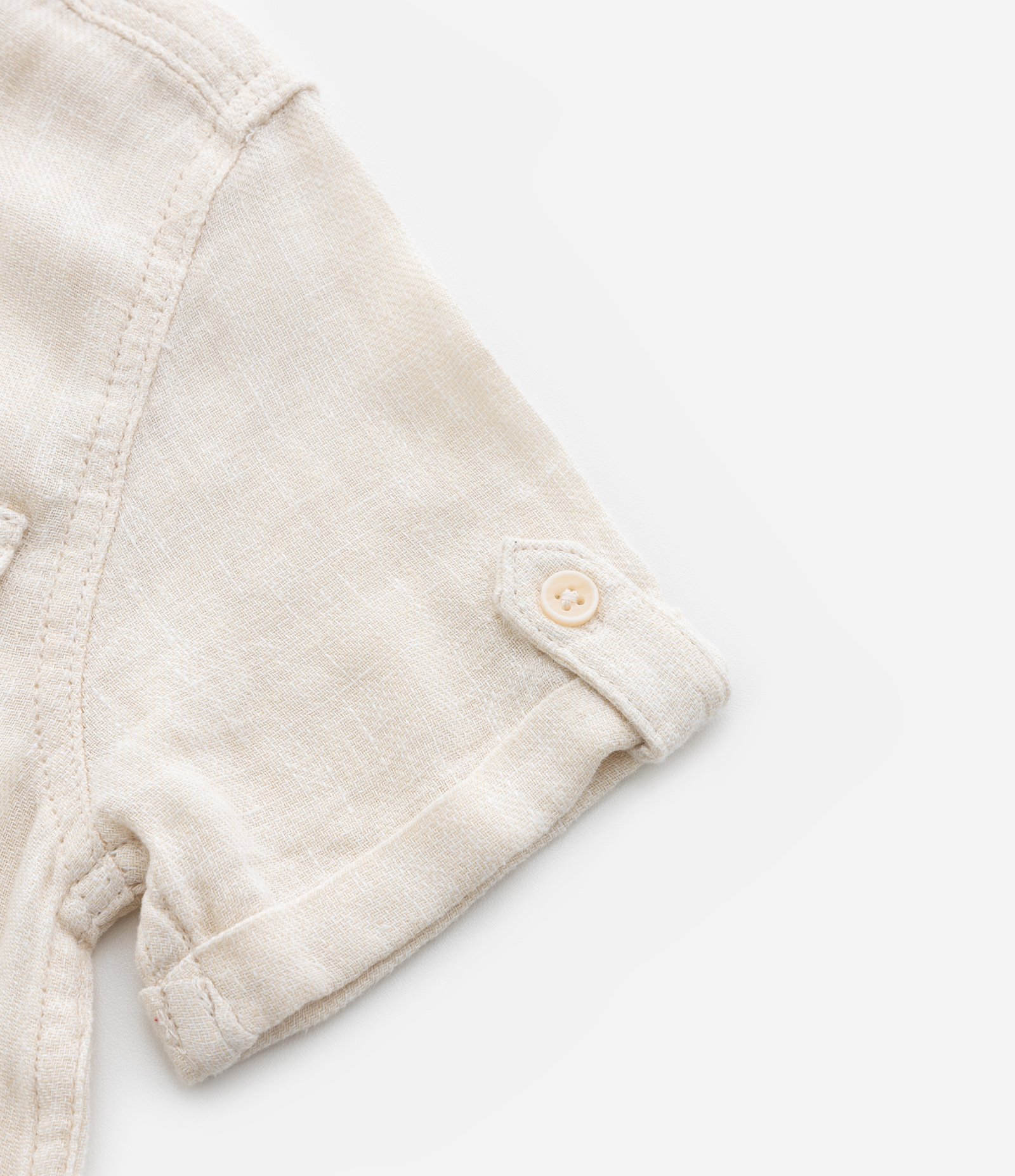 Camisa Infantil em Viscolinho com Bolsinho - Tam 1 a 4 Anos Bege 5