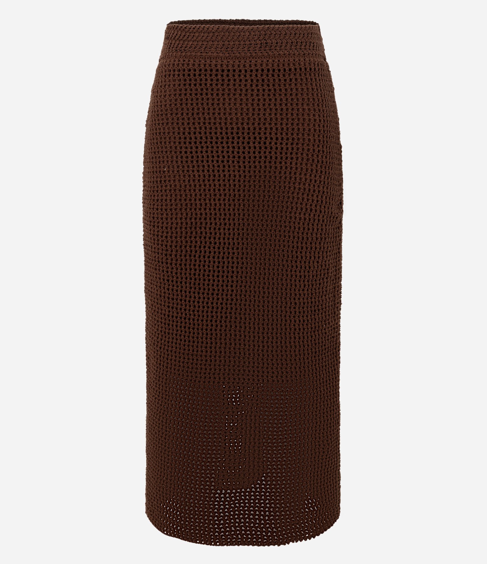 Saia Midi Tricot Texturizada Marrom 7