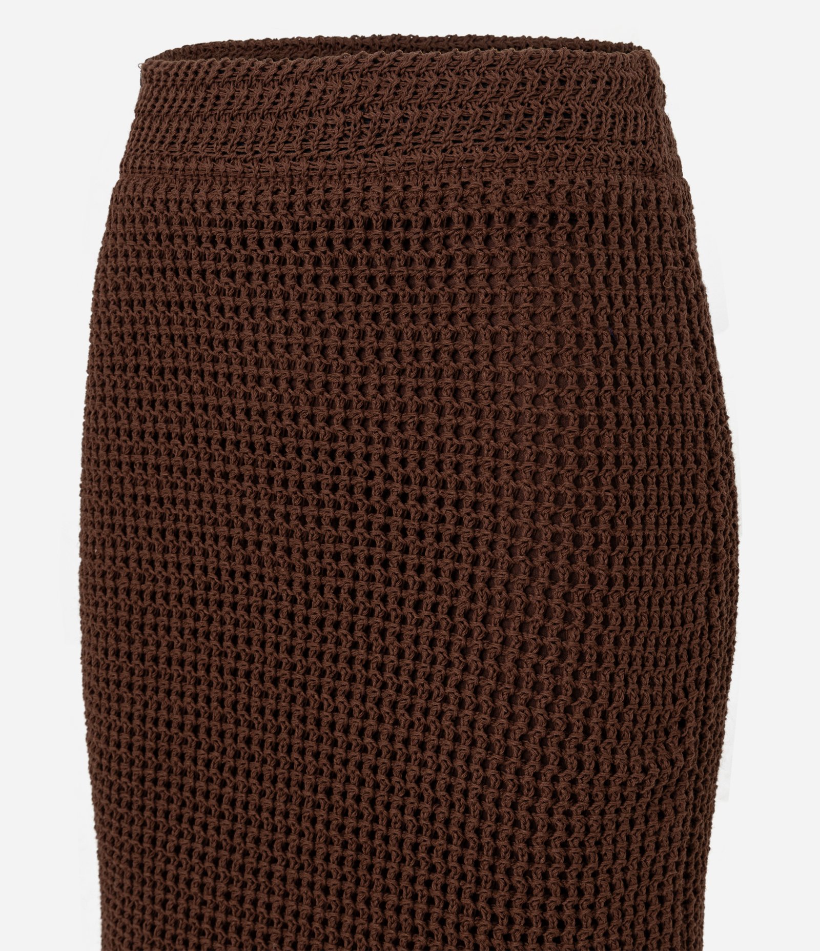 Saia Midi Tricot Texturizada Marrom 8